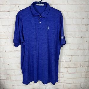Peter Millar Featherweight Polo XL Blue St Albans Golf Shirt EUC!!!!!